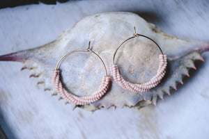 Peach: Mini Beaded Hoops Earrings