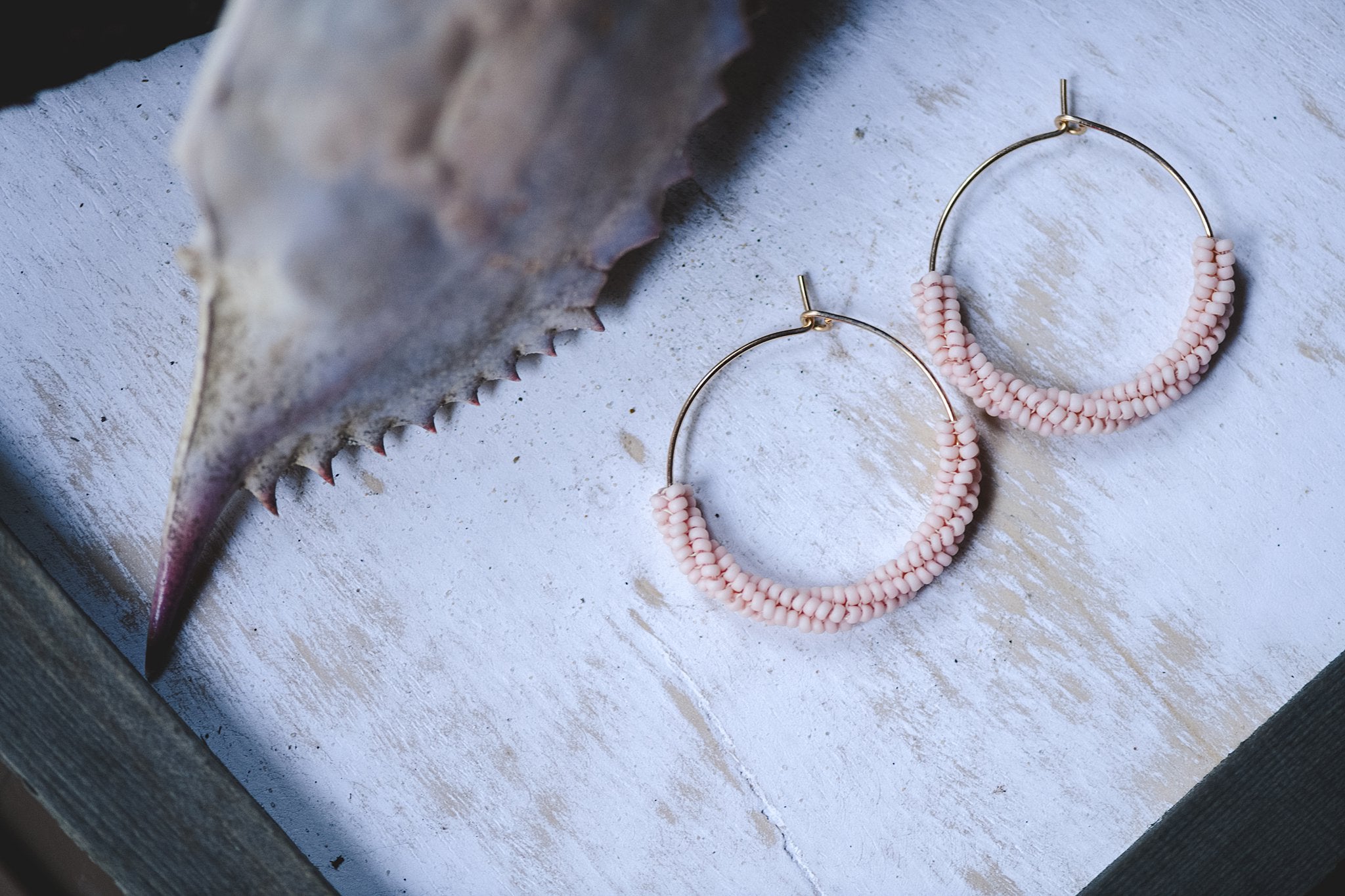 Peach: Mini Beaded Hoops Earrings