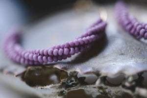 Mauve Purple: Mini Beaded Hoops Earrings