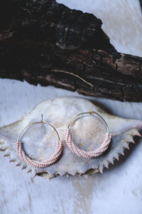 Peach: Mini Beaded Hoops Earrings