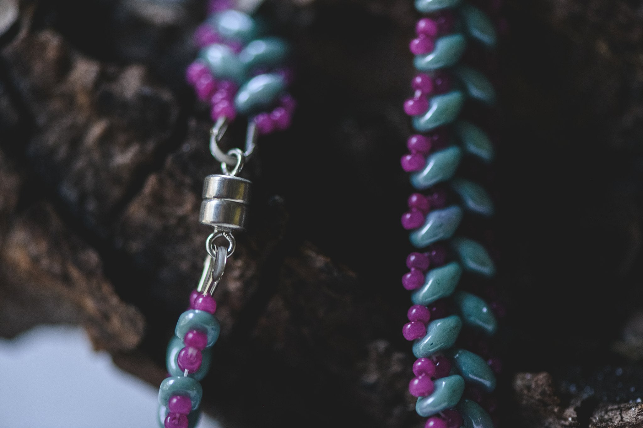 Hand Woven Bracelet: Green & Purple