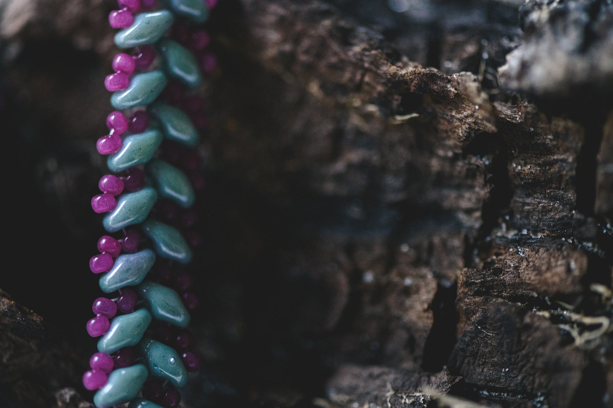 Hand Woven Bracelet: Green & Purple