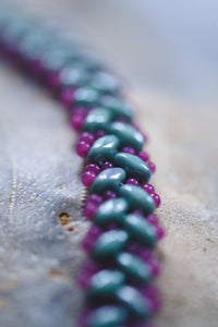 Hand Woven Bracelet: Green & Purple